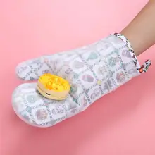 Термостойкая Силиконовая рукавица для микроволновой печи, нескользящая Рождественская печать, хлопковая подкладка, перчатка, кухонная печь, инструмент для выпечки