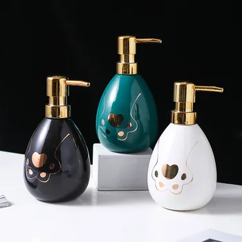 

Simple Art Ceramic Green Lotion Bottle Bathroom Accessories Modern Home Hotel Shower Gel Shampoo Press Sub-bottle Soap Dispenser
