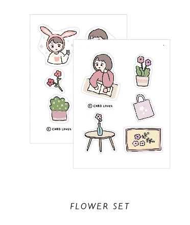 FLOWER SET SIXONE мультяшная девушка милая наклейка серия Студенческая записная книжка телефон оболочка ручная учетная запись Kawaii декоративная этикетка наклейка s канцелярские товары - Цвет: FLOWER SET