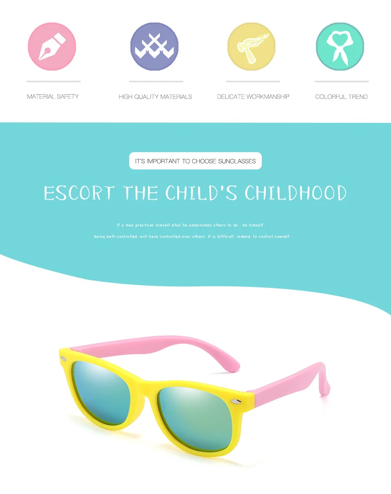 Rubber Polarized Sunglasses Kids TR90 Boys Girls Mirror Polaroid Sun Glasses Silicone Safety Glasses for Children Baby_voghion.com