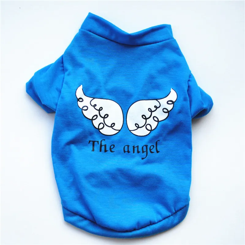 Новинка; Модная одежда для собак; сезон весна-лето; Roupa De MascotasThe Angel; жилет без рукавов; футболки; Одежда для маленьких собак и щенков - Цвет: Синий