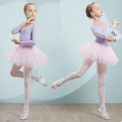 Vestido de ballet de algodão penteado para meninas, vestido de balé com  tutu infantil de alta qualidade, bailarina de manga comprida, dança de tule  - AliExpress Ocasiões Especiais
