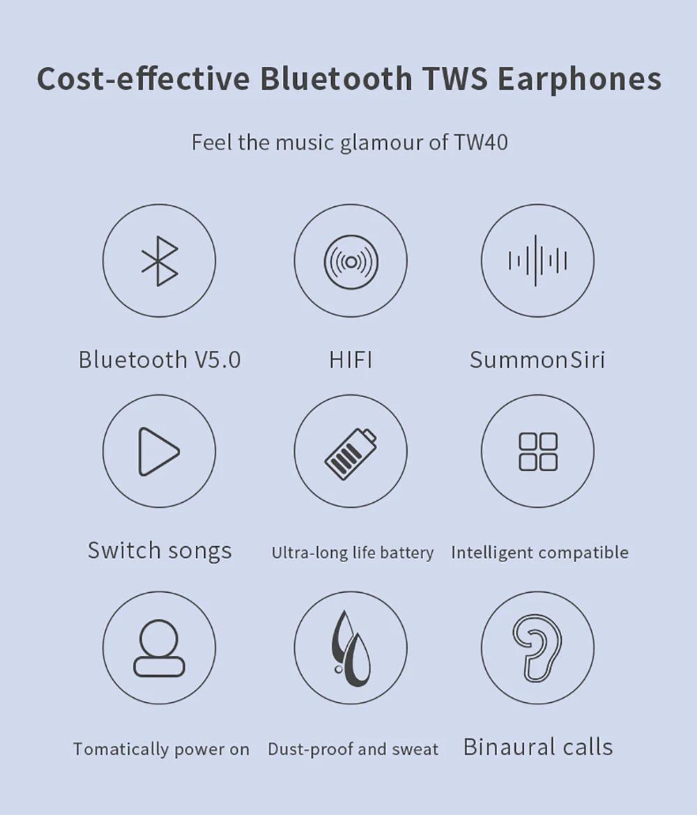 TW40 TW50 оригинальные наушники Bluetooth наушники беспроводные наушники с микрофоном спортивная водонепроницаемая игровая гарнитура для iPhone