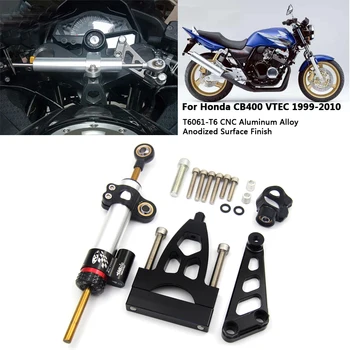 

FOR HONDA CB400 CB 400 VTEC CNC Adjustable Motorcycle Linear Reversed Steering Damper with bracket Support black Silver