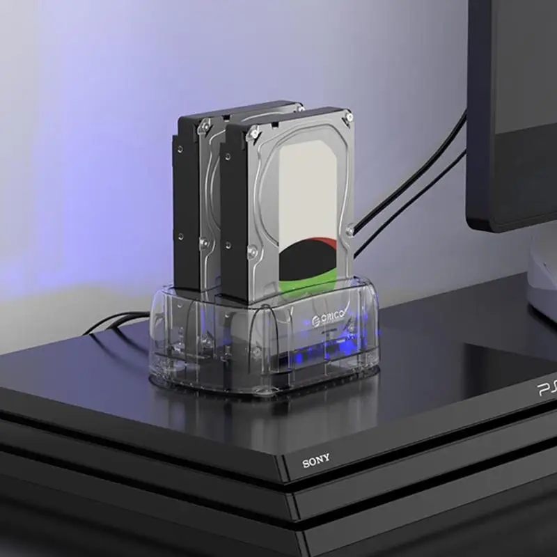 Док-станция ORICO HDD 2 отсека SATA для USB 3,0 type-C прозрачный 2," 3,5" SSD HDD внешний жесткий диск Док-станция