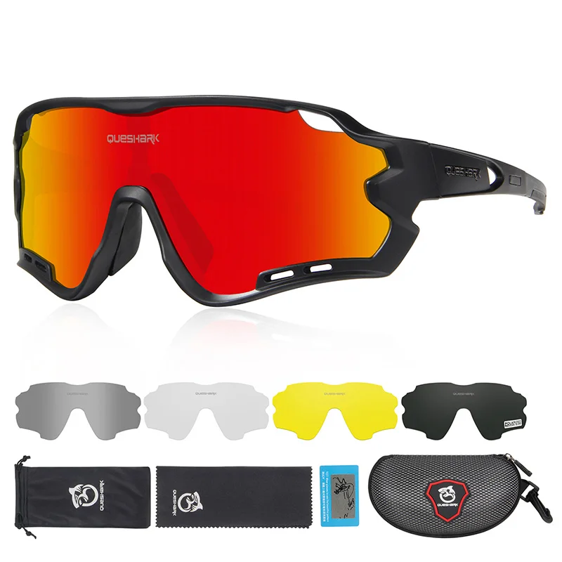 As Picture Showed Queshark HD поляризованные велосипедные очки для мужчин и женщин 5 линз MTB дорожный велосипед TR90 рама - Цвет: As Picture Showed