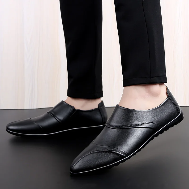 

Fashion Men Casual Genuine Leather Shoes Soft Flat Comfy Loafers Driving Shoes Solid Slip On comfortable Footwear Lightweight