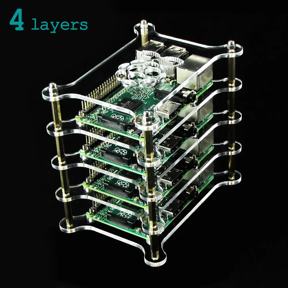 4 layers 2/3/4/5 слои Raspberry PI 4 Чехол Коробка в заказе будет отправлена Модель B с мультислойным акрилом мульти-ломтик система матриц корпус распределительного шкафа крышка корпуса - Цвет: 4 layers