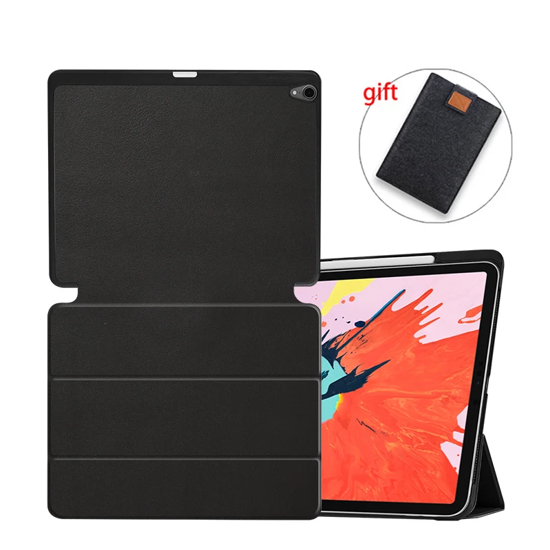 Black MTT Mable из искусственной кожи чехол для iPad Pro 12,9 дюйма с карандашом держатель Trifold Флип Стенд смарт-чехол для планшета A1895 a1983 - Цвет: Black