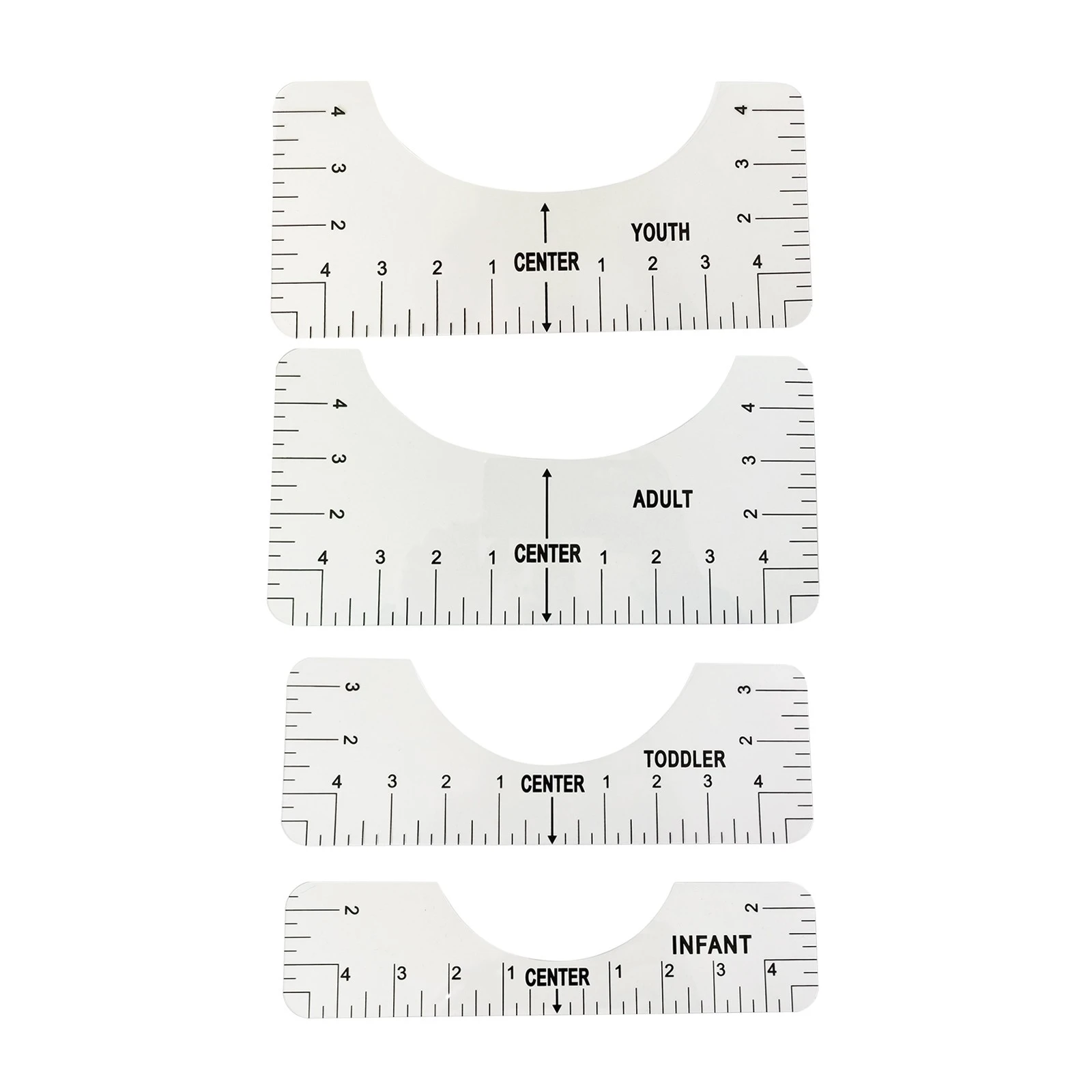 T-Shirt Alignment Ruler,T-Shirt Ruler Guide,Craft Ruler with Guide Tool for Making Fashion Center Design Sublimation Designs on T-Shirt 4 Rulers Included