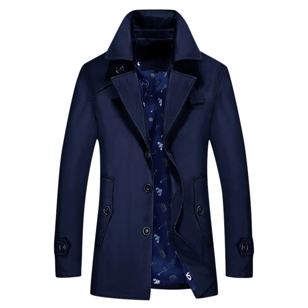 Большие размеры XL-5XL осень зима мужские куртки и облегающие пальто Модные винтажные пуговицы толстые теплые мужские пальто уличная ветровка