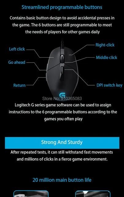 100% Original Logitech G302 Dedicated Wired Game Mouse Optical Gaming Mouse  Support Desktop/Laptop/windows 10/8/7 - AliExpress