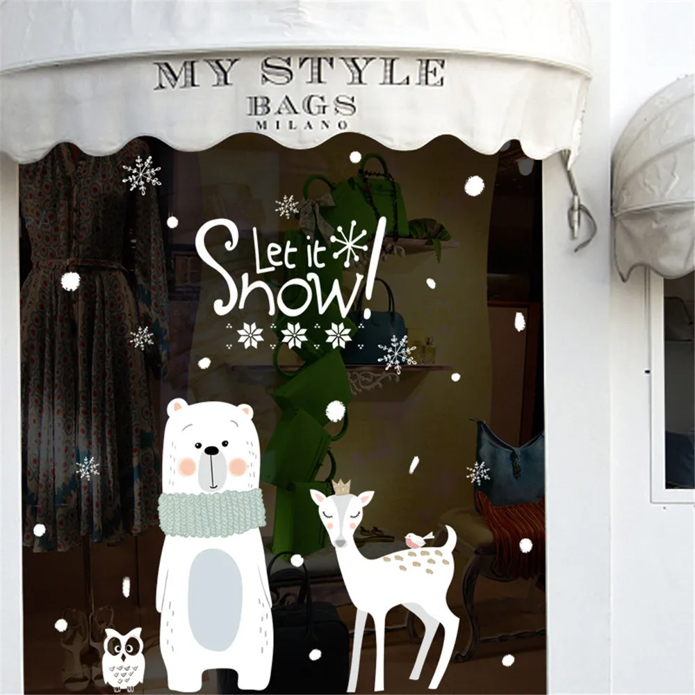 DIY Счастливого Рождества милый снеговик фрески Ресторан торговый центр украшения снег стекло окна съемные настенные наклейки для дома