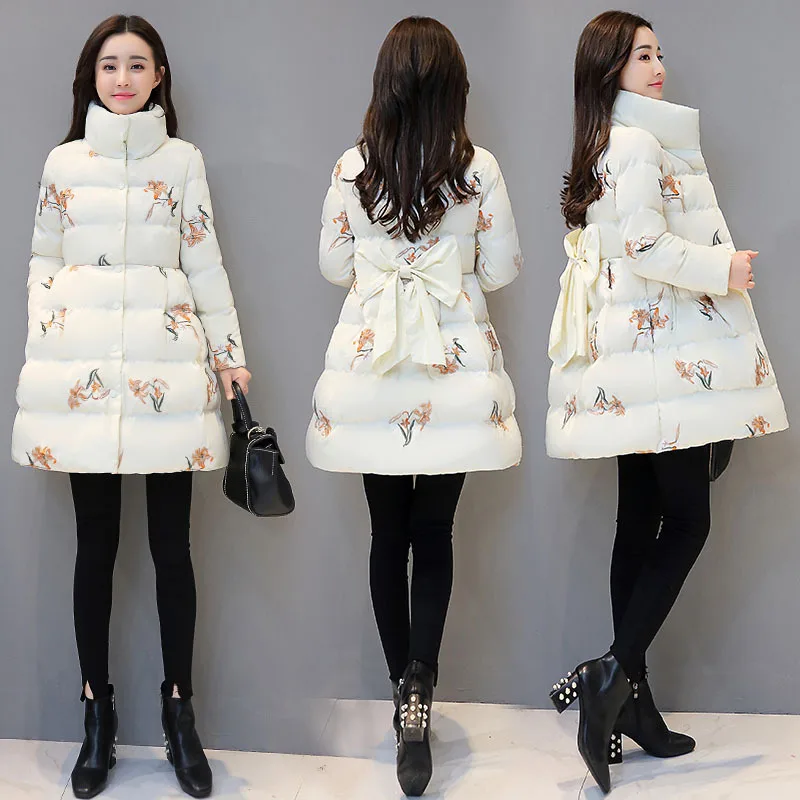 

2019 Winter New Style Tutu Cotton-padded Jacket Women's Mid-length Korean-style Waist Hugging Slimming Cotton-padded Clothes dow