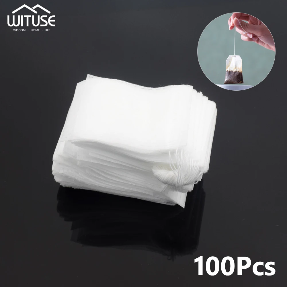 100Pcs/Lot Tea Bags 5.5*7cm Filter Paper green tea Cook Safe Loose Coffee Empty Disposable Drawstring String | Дом и сад
