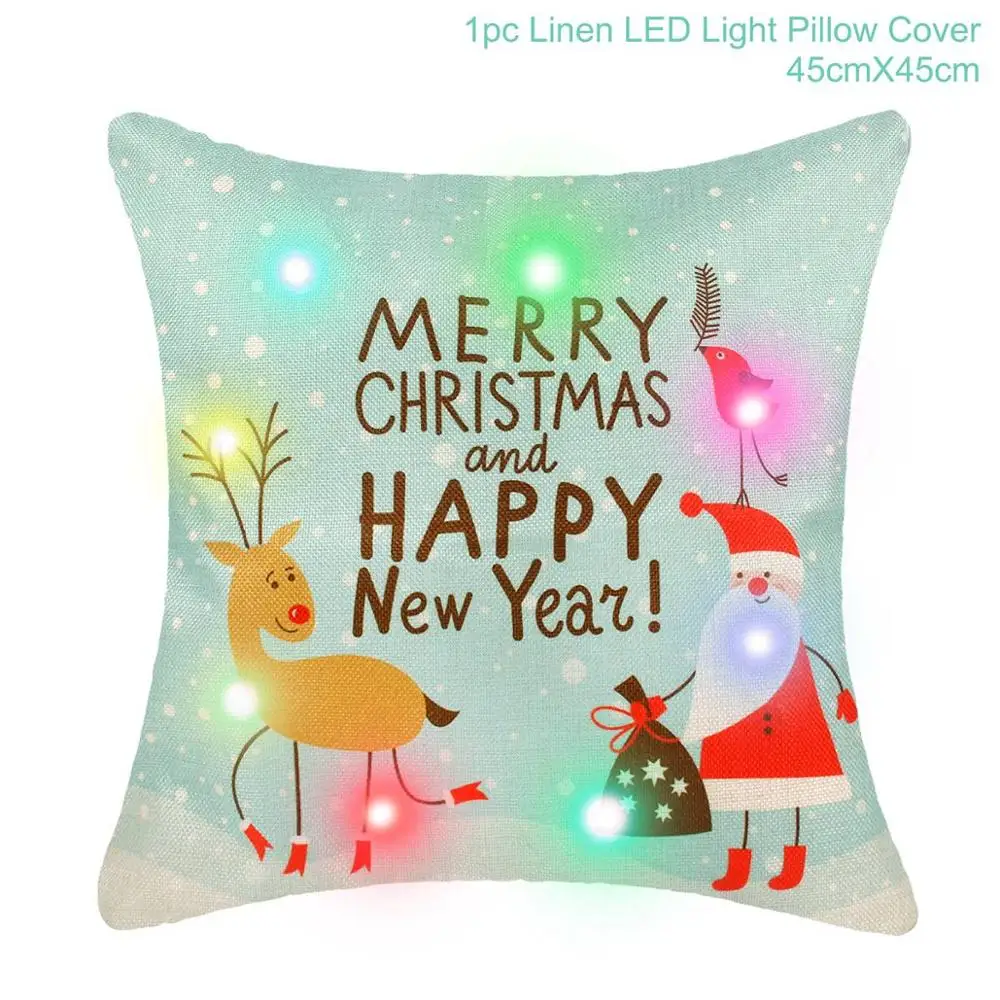 Huiran светодиодный чехол для рождественской подушки рождественские украшения для дома Natal Navidad рождественские украшения счастливого Нового года - Цвет: Cushion Cover 06