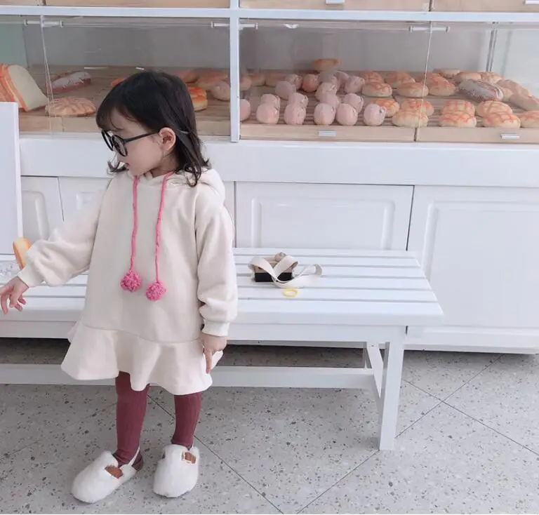 Hot Sale Girls Ruffles Dress Thicken Winter Girls Hooded Dresses 1-6 years PP405