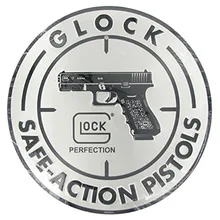Потертый шик винтажные КРУГЛЫЕ ЗНАКИ Glock Safe-acnon пистолеты металлическая пластина табличка для бара настенный художественный металлический знак 30 см