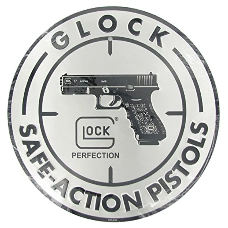 Shabby Chic Vintage Round Signs Glock Safe-acnon Pistols Metal Plate Plaque Pub Wall Art Sign 30 CM | Дом и сад