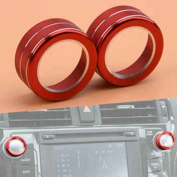 

2x Red Audio Switch Button Knob Trim Cover Ring fit for Toyota 4Runner 2010-2019 Aluminum Alloy