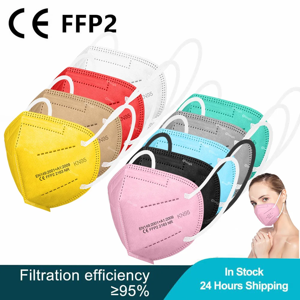 10-100 шт. FFP2 маски для взрослых 5 слоев KN95 маска лица FFP 2 Черная Mascarilla FPP2 Homologada KN 95