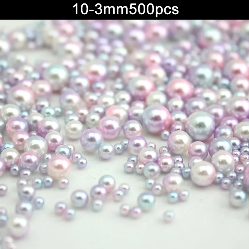 10-3mm 500pcs Смешанный Радужный цвет круглый искусственный жемчуг бусины без бусины с отверстиями Сделай Сам ремесла для женщин JS23 - Цвет: 10-3mm 500pcs