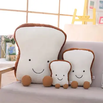 

Creative Cartoon Bread Toast Pillow Fun Food Plush Doll Sofa Cushion Kid Gift
