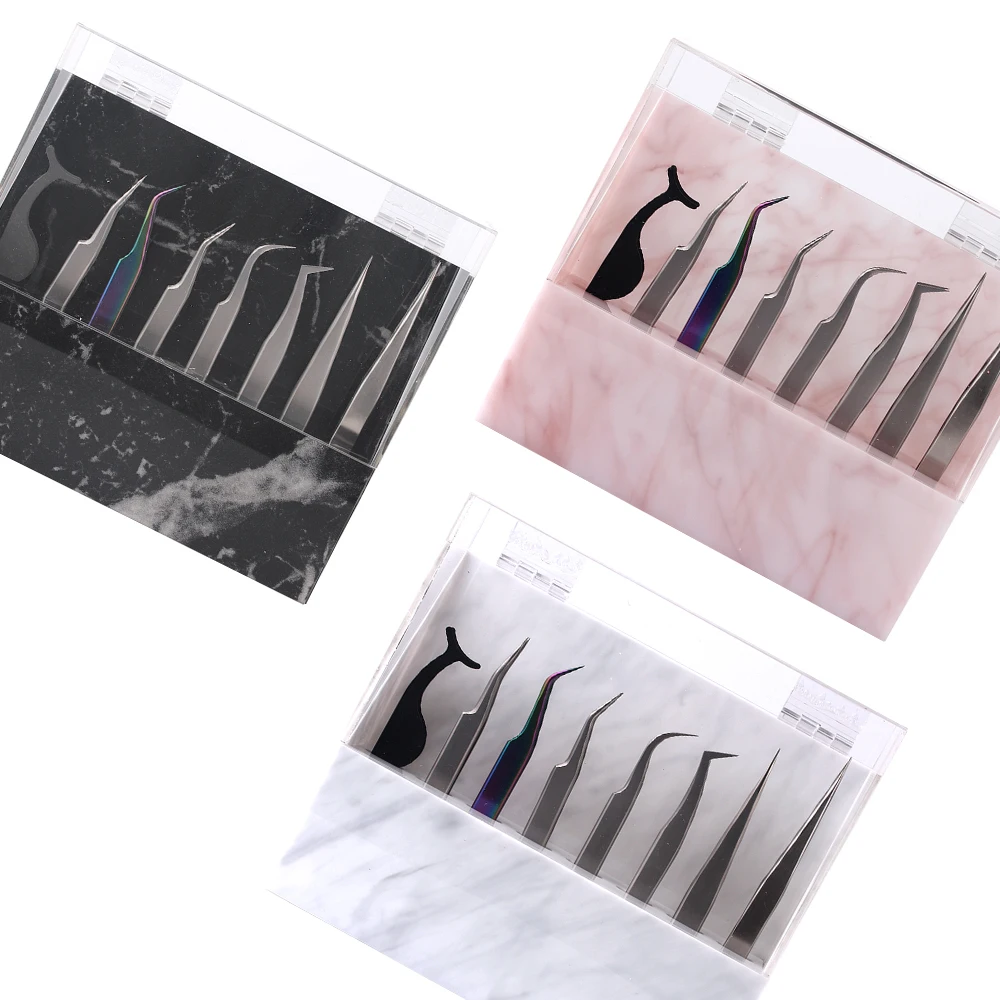 NEWCOME 8 Holes Tweezers Storage Box with Cover Eyelash Tweezer Brush Holder Acrylic Convenient Organizer Rank for Makeup Tool | Красота и