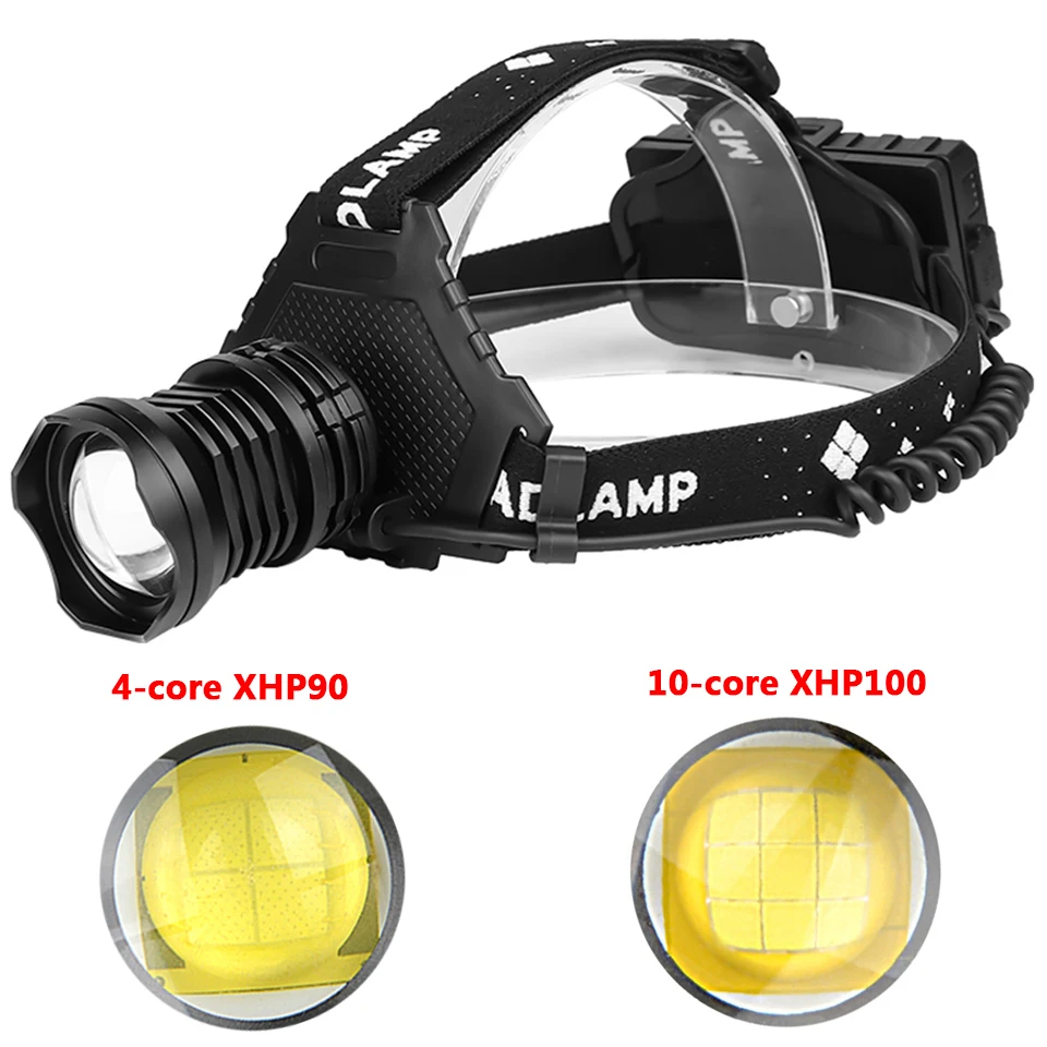 Head flashlight MOTAORA Led XHP100 XHP90 headlamp zoomable hunting fishing headlight 1000000LM 3PCS 18650 battery head flashlight cob headlamp