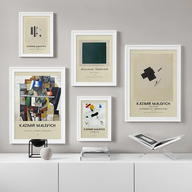 

World Famous Kazimir Malevich Geometric Abstract Exhibition Poster Print Canvas Painting Wall Art Pictures Retro Home Decoration