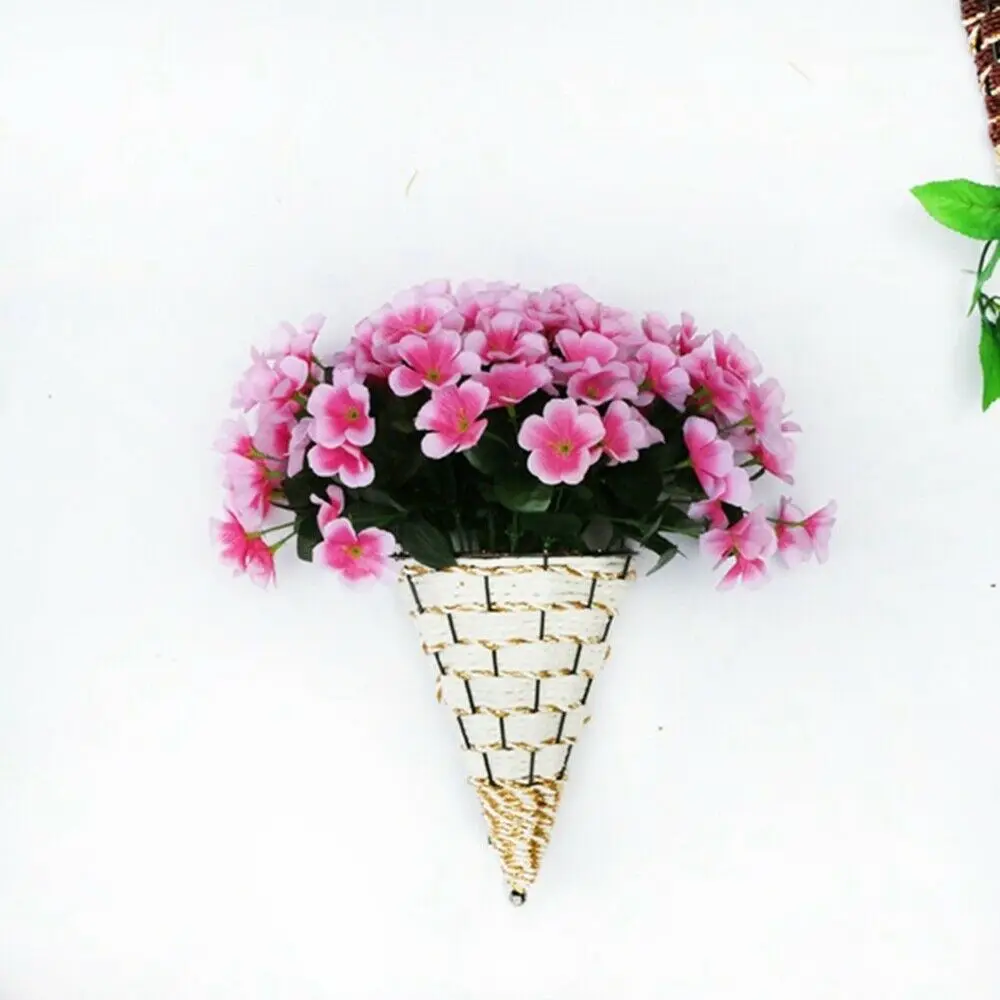 Natural Rattan Wall Planter Hanging Flower Pot Hanger Flower Basket Vase BoxMetal Plant Hang Baskets Home Garden Wall Decoration