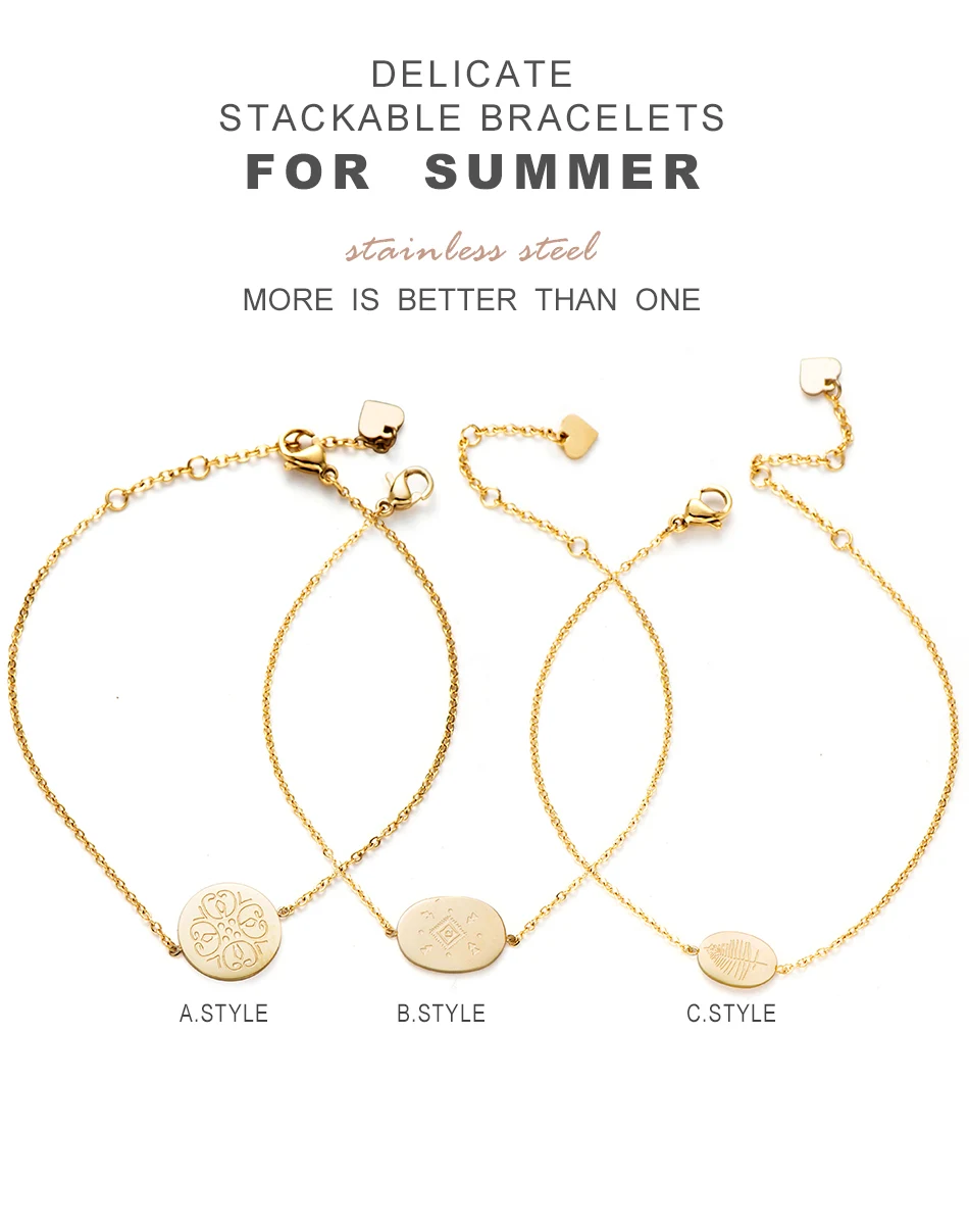 Дикие и свободные простые круглые браслеты для женщин Золотой шарм с листьями солнца Цветочный узор геометрические браслеты ювелирные изделия из нержавеющей стали