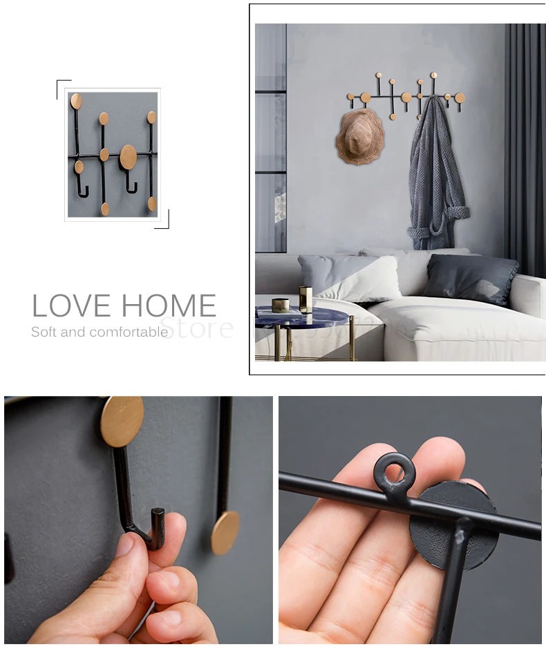 Iron hook wall hanging wall building kitchen porch door rear object rack retro creative clothes hook
