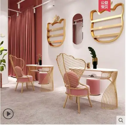 Web celebrity nail table and chair set marble simple modern single person nail table for two sofa and chair