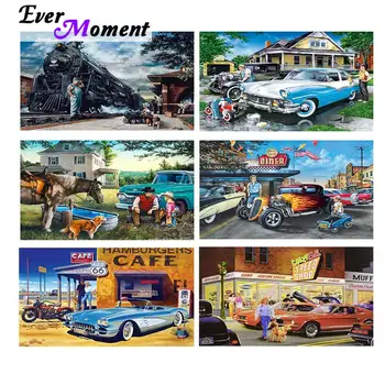 

Ever Moment Diamond Painting Train Car City Landscape Resin Full Square Embroidery Mosaic Art Craft Handmade Decoration S2F2570