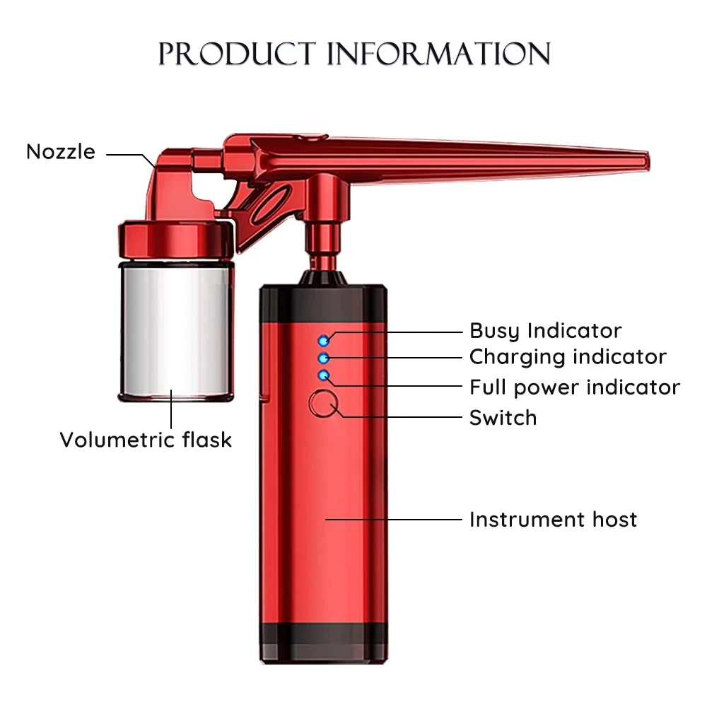 Oxygen Injection Moisturizing Nano Beauty Machine Airbrush Spray Set Portable USB Charging Nail Art Face Facial Steamer