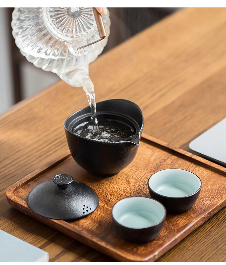 TANGPIN черная посуда керамическая чайная чашка портативный чайный набор для путешествия с дорожная сумка посуда для напитков