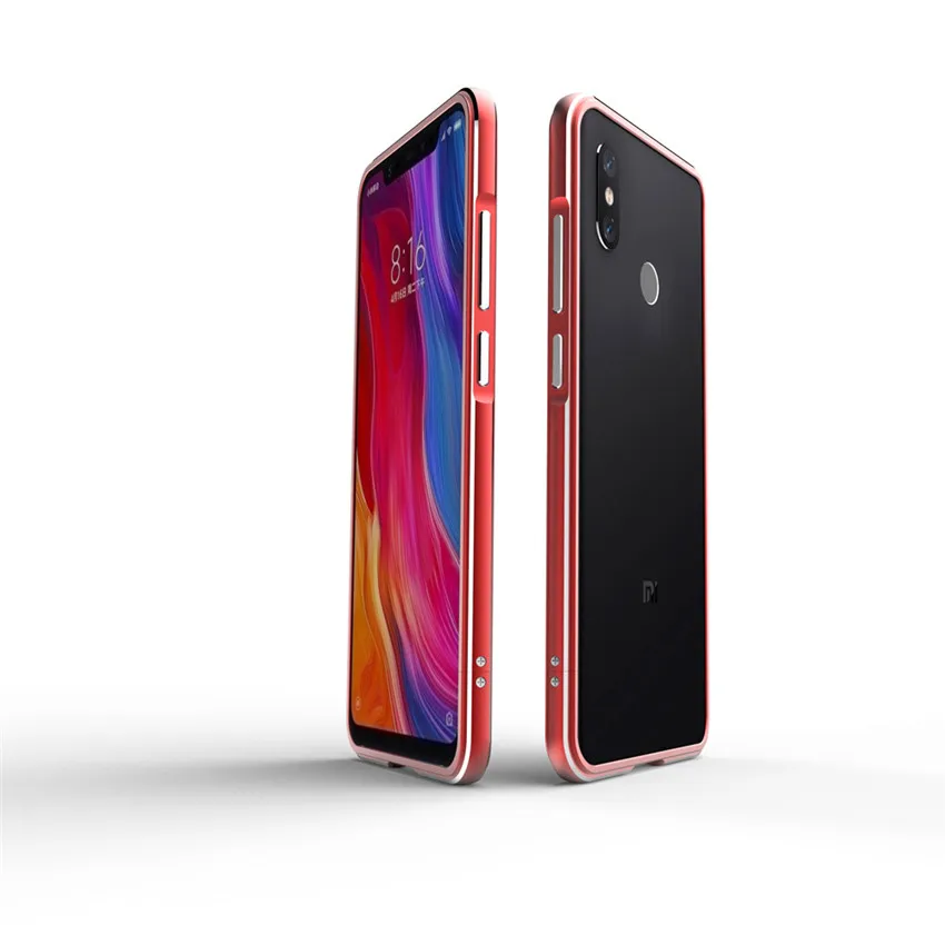 Для Xiaomi mi 8 чехол с металлической рамкой двойной цветной алюминиевый бампер Защитная крышка для Xiaomi mi 8 Explorer Xio mi 8 чехол - Цвет: red silver
