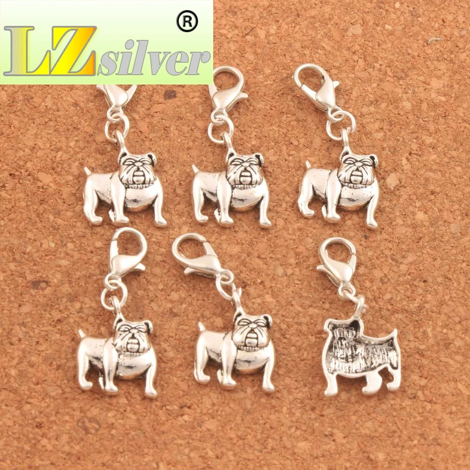 English Bulldog Clasp European Lobster Trigger Clip On Charm Beads 100Pcs 13x31mm Zinc Alloy C108