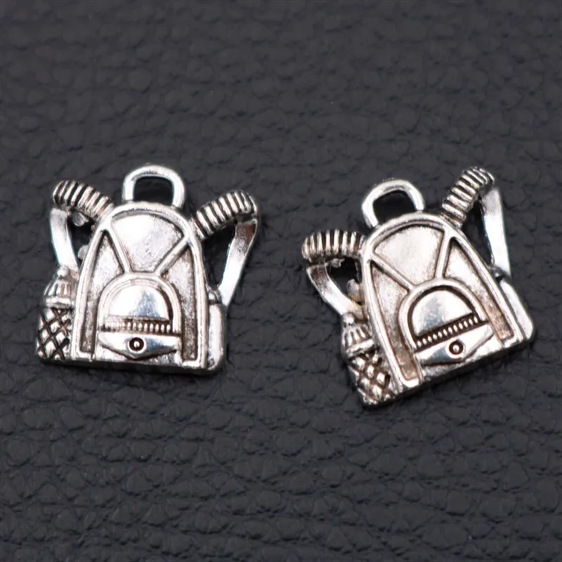 

Backpack Pendant, pop Backpack Charms, School Bag Charms, Travel Backpack Charms, DIY Tibetan Silver Charms, A1988 30pcs