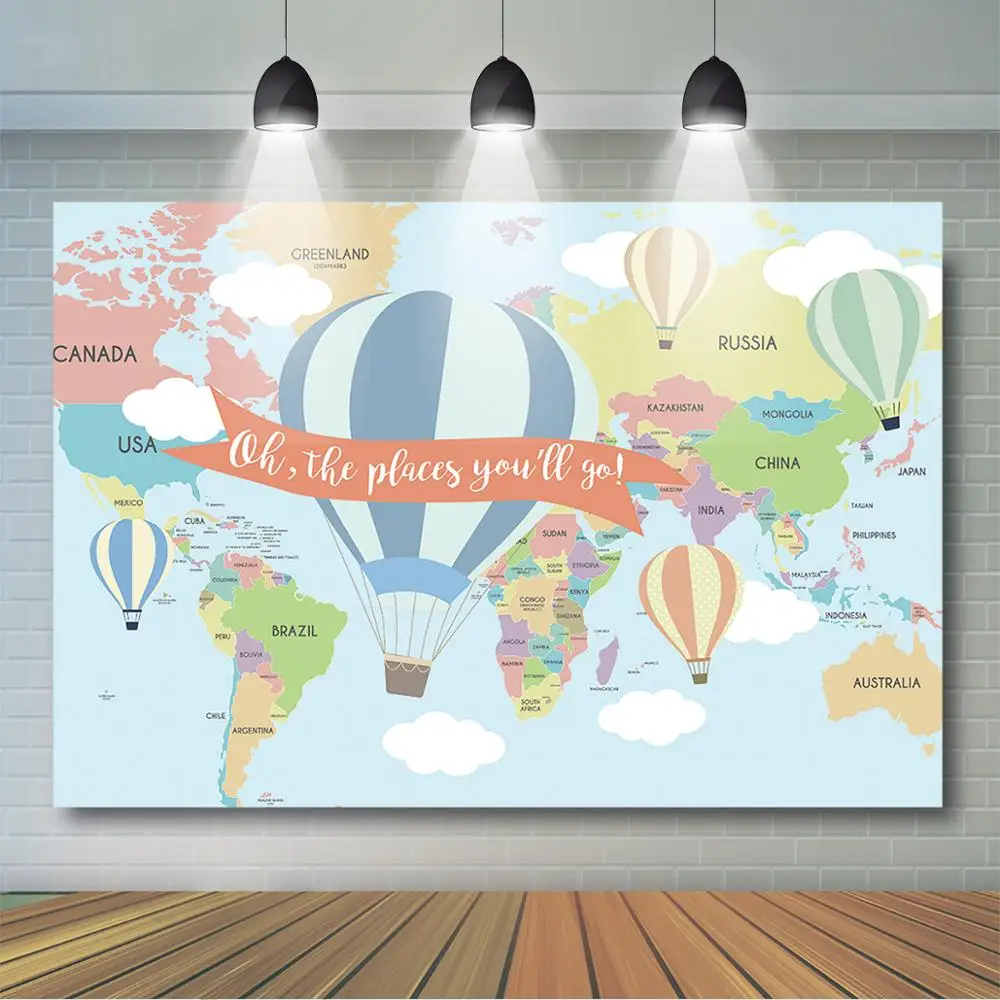 Фон для фотосъемки с изображением воздушных шаров в стиле детского дня