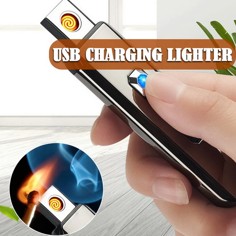 

Electric Lighter with USB Rechargeable Double-Sided Ignition Great for Candle/Gas Stove/Camping for Cigarette Candle with LED