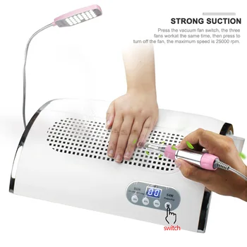 

3-in-1 Nail Dust Collector UV Nails Gel LED Nail Art Manicure Machine 72W Sand Pen Remover Salon Nail Supplies For Professionals