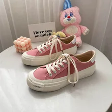 

Luxury Spring/Autumn 2021 New Women Canvas Shoes Fashion Sneakers Lace-Up Solid Platform Shoes for Woman Sneakers High Quality