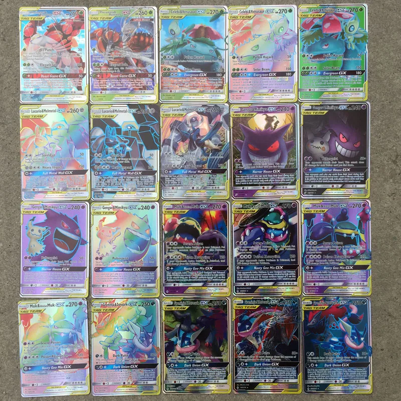 Новые карты покемон Charizard Blastoise Venusaur Mewtwo TAG TEAM Flash Card цвета игровая коллекция карт детские подарки