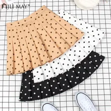 JLI мая, плиссированные юбки в горошек, высокая талия, для похудения, выше колена, консервативный стиль, корейский стиль, Harajuku, женская юбка, Повседневная Уличная одежда