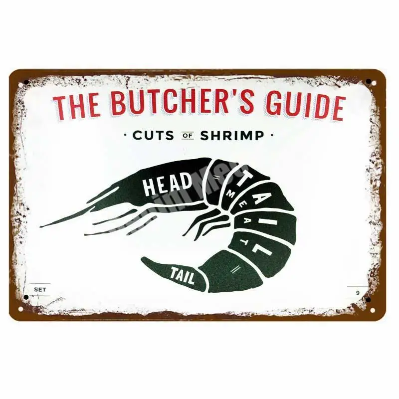 Butchery винтажные металлические направляющие знаки для вырезания говядины курицы