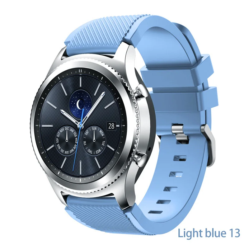 Light blue 13 Ремешок gear S3 Frontier для samsung Galaxy watch 46 мм 42 мм huawei watch gt ремешок 20 мм 22 мм ремешок для часов спортивный браслет - Цвет ремешка: Light blue 13