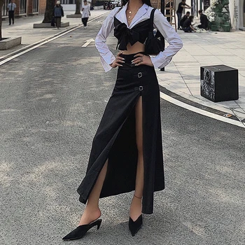 

Women Vintage 2020 Sexy Spring And Summer Mid-Calf A-Line Skirt Female Empire Wasit All-Match Skirts