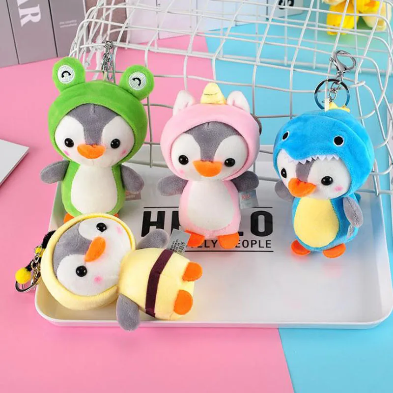 1 Pcs Nette 12cm Pinguin Plüsch Tier Anhänger Keychain Puppe Spielzeug für Kinder Kinder Kleine Mini Plüsch Spielzeug geschenke